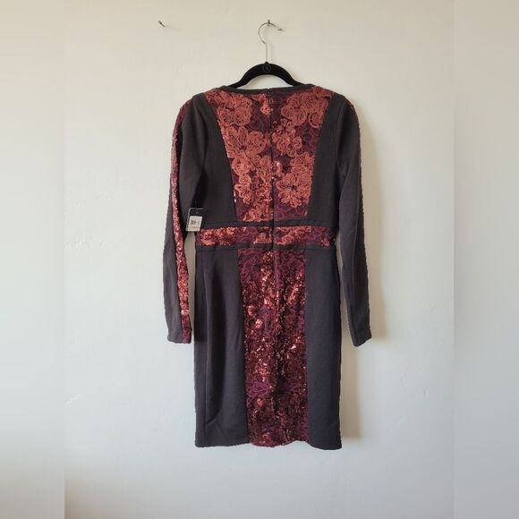 NEW GUESS Sequin Bodycon Dress Red Black Sexy Date Night Club Party Cocktail 12 - Picture 7 of 9